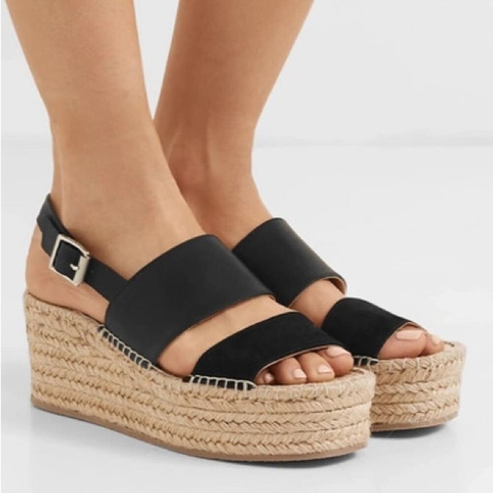 Rag & Bone Edie Wedge Brown Black Jute Espadrille Size 8.5 (38.5)